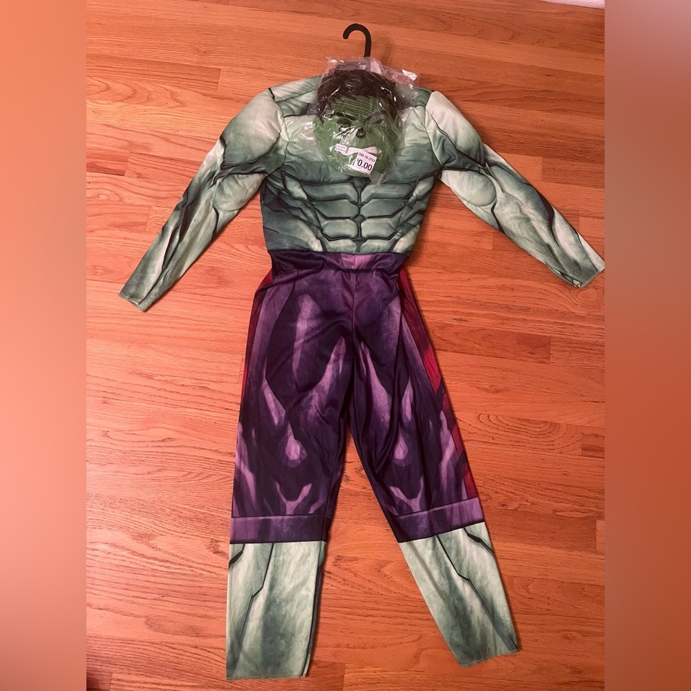 Boys Marvel Incredible HULK Smash Costume Size Large 12/14 Muscle Chest NEW